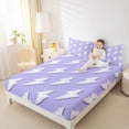 thumbnail image 3 of Erosebridal Abstract Lightning Pattern Bed Sheets,Purple And White King Sheets For Girls Boys 4-Piece, 3 of 6
