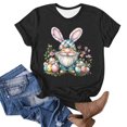 thumbnail image 4 of Cavosen Happy Easter Women Summer Tops Short Sleeve Bunny Eggs Print Pullover Blouse Crewneck Festival Shirts Vacation Holiday T Shirts Casual Dressy Fashion Tees Black L, 4 of 4