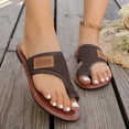 thumbnail image 2 of Beach Sandals for Women 2026 Breathable Flat Flip Flops Lightweight Ring Toe Summer Slide with Arch Support Brown Size 9.5, 2 of 6