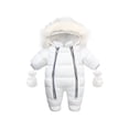 thumbnail image 1 of xiaxaixu Winter Hooded Romper, Solid Color Jumpsuit with Foot Covers  Gloves, 1 of 3