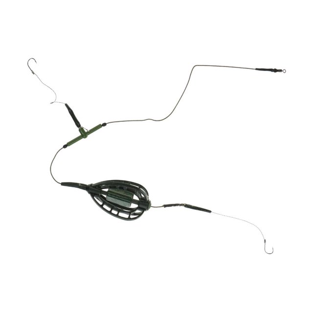 pesca gruesa pelo Rig Hook Swivel Set Inline Method Feeder & 50 gramos Cola Alimentador de la pesca