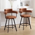thumbnail image 3 of Zesthouse 26" Counter Height Swivel Barstools, Faux Leather Upholstered Bar Stools Set of 2, Armrests, Metal Base, Brown, 3 of 12