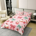 thumbnail image 2 of 100% Cotton Red Green Bowknots Bedding Set Twin Size,Cartoon Daisy Floral Comforter Cover Reverse,Kawaii Strawberry Duvet Cover Teens,（No Comforter）, 2 of 6