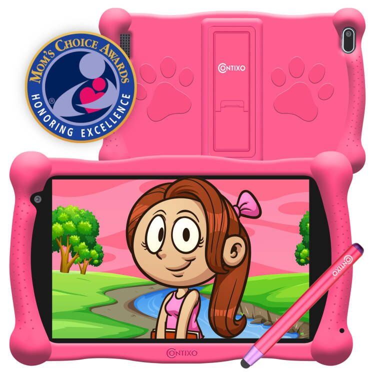Contixo V10 Pink 7” Kids Tablet, 2GB RAM, 16GB Storage, Android 11 GO, Learning Tablet for Children with Teacher’s Approved Apps, Google Kids Space and Kids proof Protection Case (Pink)