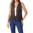 thumbnail image 4 of INSPIRE CHIC Women's Floral Crochet Hollow Out Sleeveless Open Front Vest Cardigan M Coffee, 4 of 6