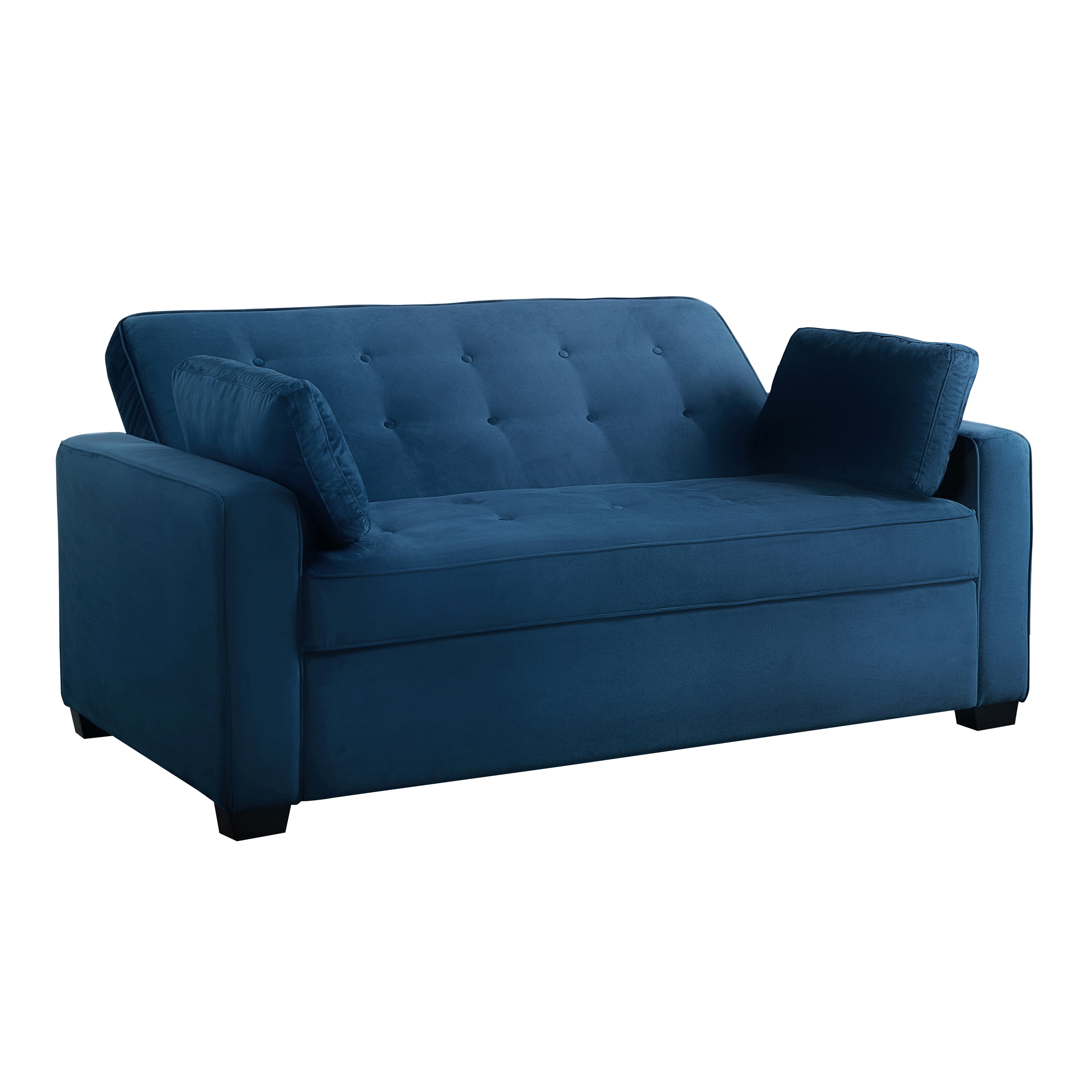 Serta Monroe Modern Convertible Sofa with Queen Size Sleeper, Navy Blue Woven Fabric