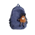 thumbnail image 1 of Sonducket para niña, bolsa de estudiante, bolso de hombro, multicolor, de gran capacidad, de pana, estilo Ins, dulce regalo, ligero Mochilas Azul (con colgante), 1 of 6