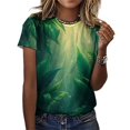 thumbnail image 3 of Palm Print T-Shirt O Neck Retro Print Big Size T-Shirts Short Sleeve Tees Womens Pretty Design, 3 of 5