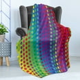 thumbnail image 4 of Dots Soft Flannel Fleece Throw Blanket, Gradient Rainbow Shades Backdrop with Diagonally Aligned Colorful Dots Illustration, Cozy Plush for Indoor and Outdoor Use, 60" x 80", Multicolor, by Ambesonne, 4 of 5
