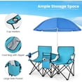 thumbnail image 6 of Double Camping Chair for 2 People – Portable Folding Outdoor Loveseat with Removable Umbrella, Cup Holders and Carrying Bag, 6 of 8