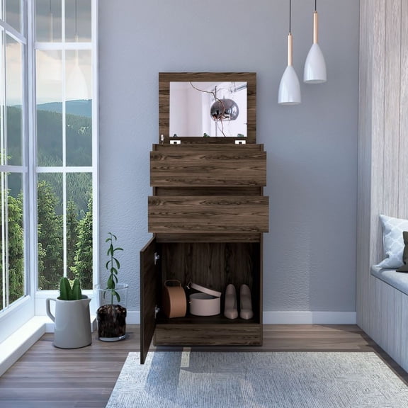 Miekor Furniture Dresser Asturias, Jewerly Box, Dark Walnut Finish 122857