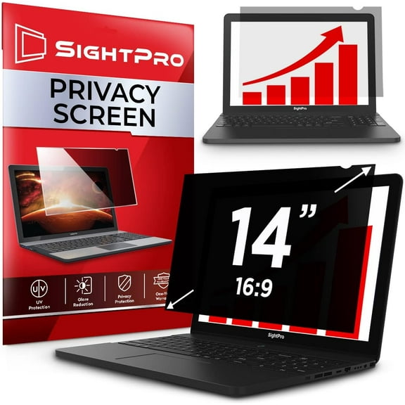 SightPro 14 Inch 16:9 Laptop Privacy Screen Filter - Computer Monitor Privacy Shield and Anti-Glare Protector 14 Inch (Diagonal) - 16:9 Aspect Ratio