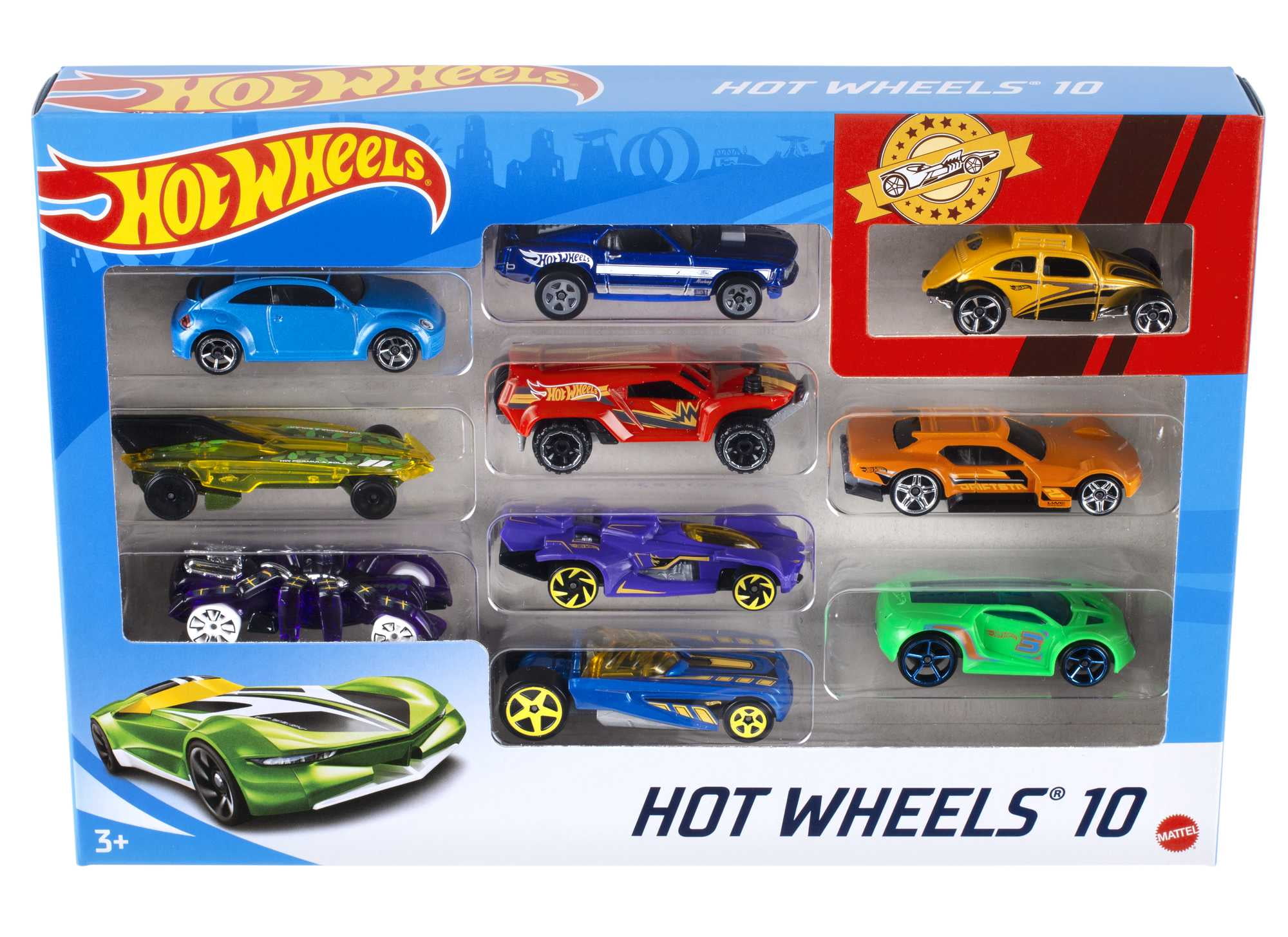 Hot Wheels 1:64 Scale 10-Pack Cars - Styles May Vary, Ages 3+