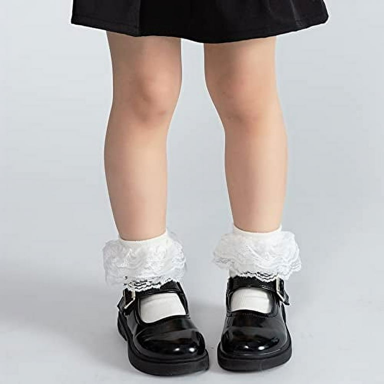 5 Pack Baby Toddler Girls Ruffle Lace Cotton Socks Eyelet Frilly Ankle  Dress Socks 1-10Years : : Clothing, Shoes & Accessories