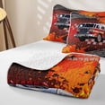 thumbnail image 4 of Castle Fairy Graffiti Fire Truck Quilt King for Boys,Flame Splash Print King Coverlet Set for Bedroom,Red Black, 4 of 7