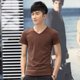 thumbnail image 3 of Camiseta Ajustada Con Cuello En V Para Hombre Camiseta De Manga Corta Con Músculos (Café) Xxl-104373.24 Likrtyny Caballero, 3 of 6