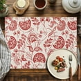 thumbnail image 4 of Red Chinoiserie Floral Placemats Set of 6, Vintage Farmhouse Cottagecore Table Mats Washable Heat-Resistant Non-Slip Place Mats for Kitchen Dinner Table Indoor Outdoor Decor,13x19 Inch, 4 of 9
