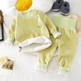 thumbnail image 2 of Kogui Toddler Girl Pajamas Girls Fleece Lined Thermal Underwear Set Bear Print Long Sleeve Top and High Waist Pants Baby Toddler Pjs 2T 3T (Green,2-3 Years), 2 of 7