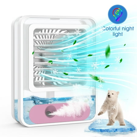 

Portable Air Conditioner Fan Personal Mini Air Conditioner Quiet Desk Fan with 3 Speed Mode USB Rechargeable Desktop Humidifier Fan Evaporative Cooler for Home Office Room Outdoor
