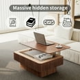 thumbnail image 3 of Noble House Leigh 38.6" Fluted Lift-Top Coffee Table with Adjustable Height, Hidden Storage, for Living Room, Walnut, 3 of 13