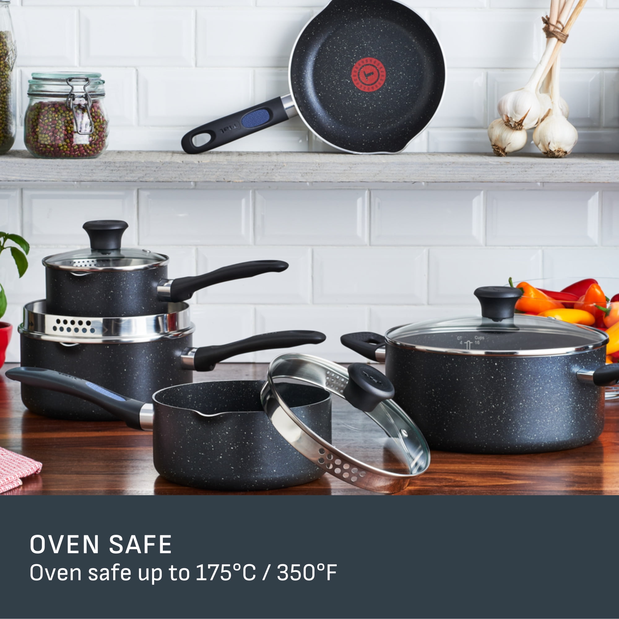 T-fal Signature 9 Piece Set, Pots and Pans, Non-Stick Cookware