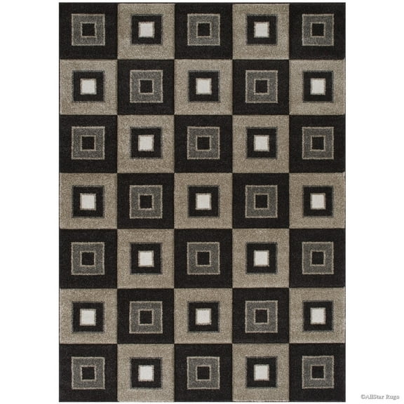 Allstar Rugs Allstar Woven Colorblock Modern Square Design Rug Chocolate 5' 2"x7' 1" 5' x 8'