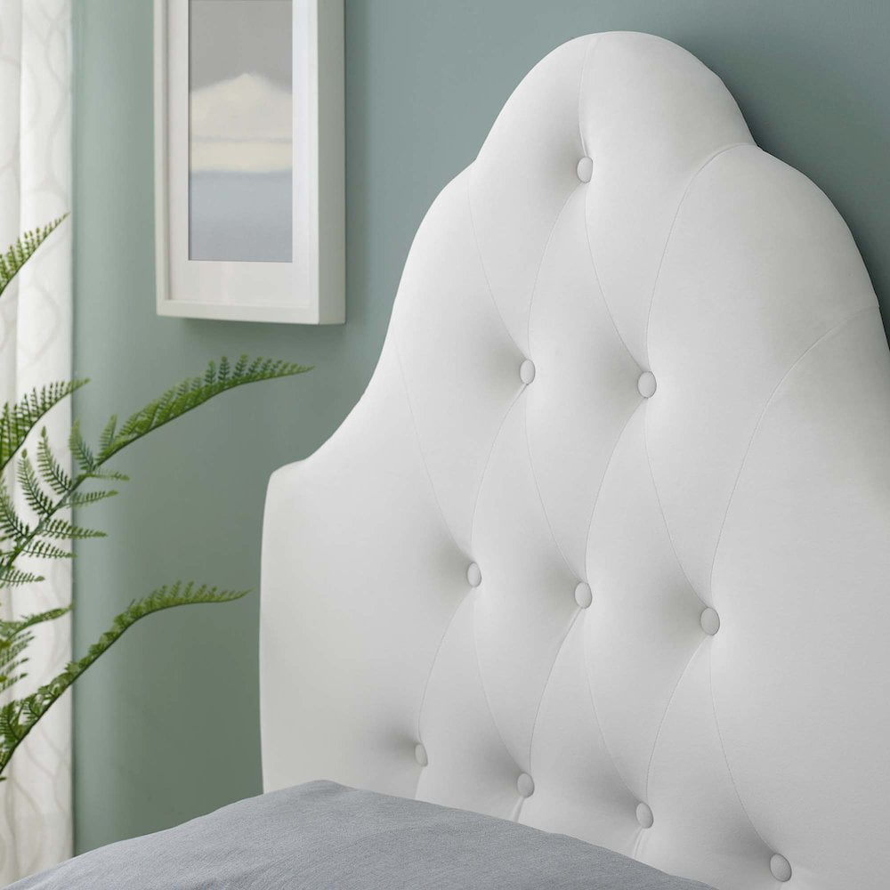 Modway Sovereign Twin Diamond Tufted Performance Velvet Headboard in White