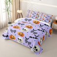 thumbnail image 3 of Feelyou Spooky Skeleton Bat Quilt King, Cute Bowknot King Coverlet Set, Lavender, 3-Piece, 1 Comforter and 2 Pillowcases, 3 of 7