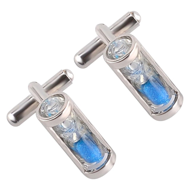 Camisa Gemelos Boda Reloj De Arena 2 Piezas Gemelos De Cristal Azul SM SunniMix Gemelos de camisa