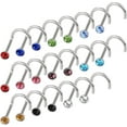 thumbnail image 4 of 210 Pcs Nose HOOK Screw Stud Bar Ring Piercing Nostril Silver Steel 20g Ball 2mm CRYSTAL, 4 of 6