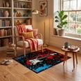 thumbnail image 3 of ODIKA 3'x5' Ultra-Soft Throw Mat, Guitar Music Notes Rock Bold Grunge Hip Vintage Distressed Border None Washable, Bare feet friendly, Easy Care Indoor rug for Bedside, Vanity, 3 of 7