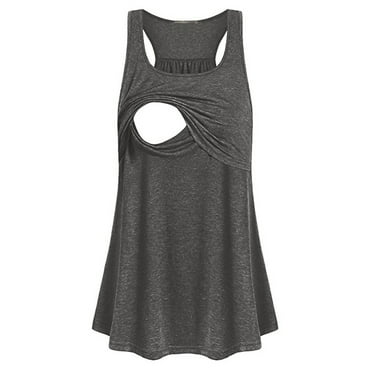 zttd women maternity loose comfy pull-up nursing tank tops vest breastfeeding shirt blouse