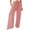 Pink, variant on Women's Cotton Linen Drawstring Pants, High Waisted Paper Bag Waist Loose Fit Palazzo Trousers with Pockets, Casual Beach Pants for Travel, Vacation, Yoga and Daily Wear