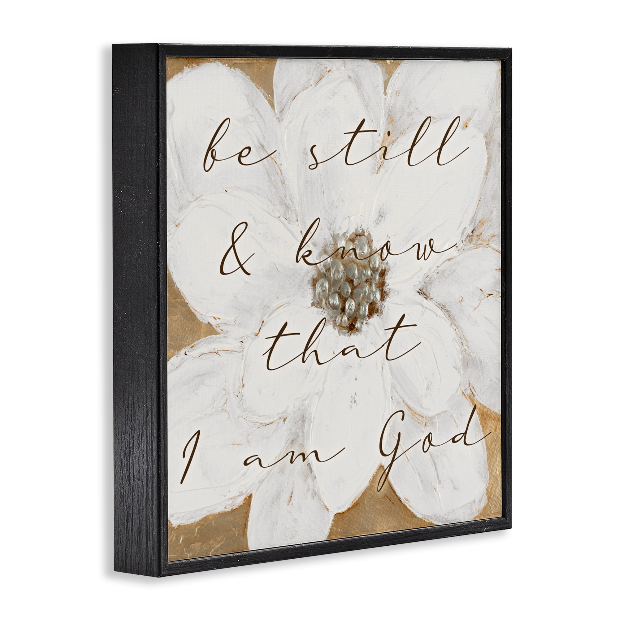 Stupell Industries Be Still with White Magnolia Black Framed Giclee Art, design by Lanie Loreth