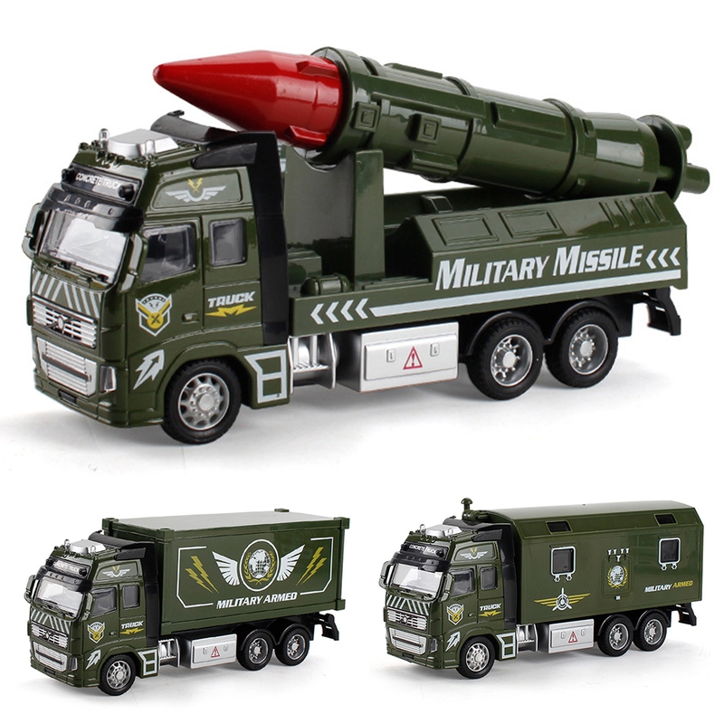 SANWOOD Vehicle Toy,Children Alloy Pull Back Engineering Vehicle Military Truck Car Model Toy Gift - image 3 of 6