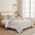 thumbnail image 5 of Queen Quilt Set 90''x96'', Weeping Flowers Lightweight Bedspread Coverlet Set with 2 Pillow Shams, Yellow Grey Spring Floral Rustic Burlap Breathable All Season Quilt Bedding for Bedroom/Guest Room, 5 of 9