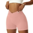 thumbnail image 6 of OVESPORT Women Yoga Shorts 3 Pieces V Cross High Waist Sport Shorts Workout Seamless Athletic Booty Scrunch Gym Shorts, 6 of 14