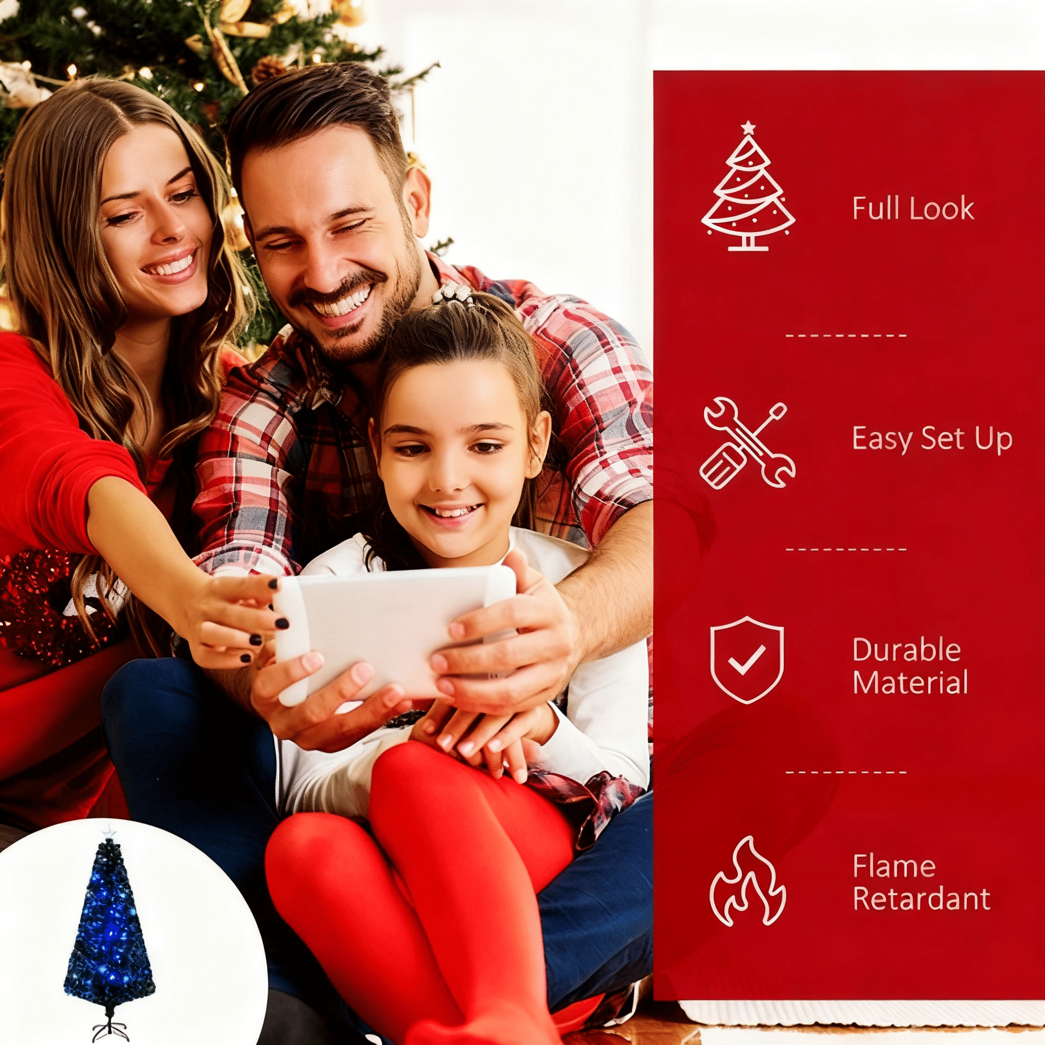 6ft Artificial Christmas Tree with Fiber Optic & LED Lights, Star Topper, Steel Base, 230 Tips for Christmas Decor