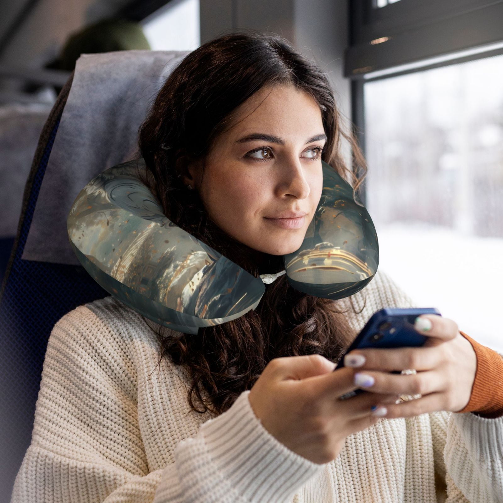 Xecao Forest Meditating White Tiger Print Memory Foam Cervical Neck Pillow Versatile U-Shaped Pillows for Home,Office,Camping,Travelling,Soft Washable Cover