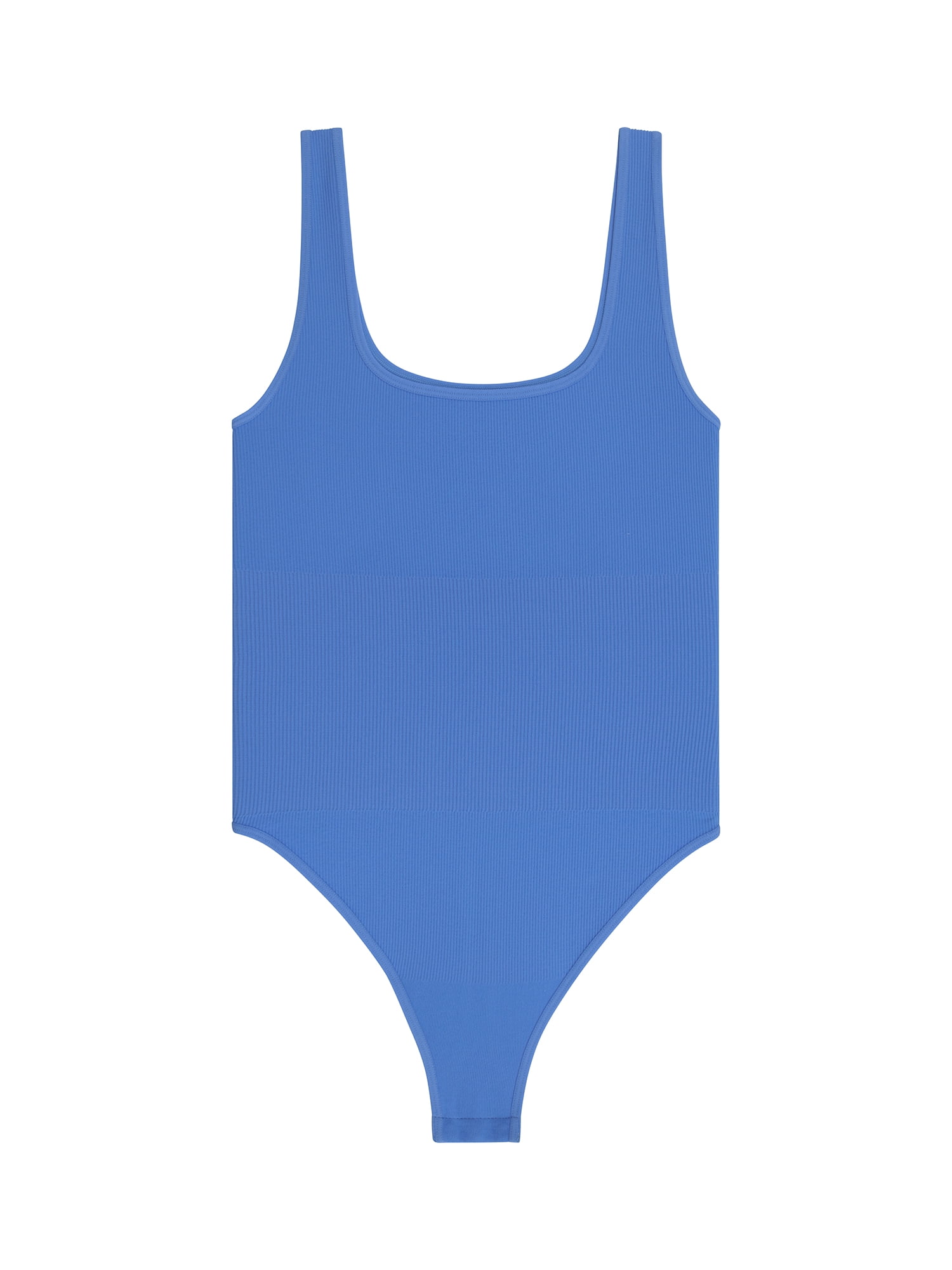 No Boundaries Women's Seamless Smoothing Rib Square Neck Bodysuit, Sizes XS-XXXL
