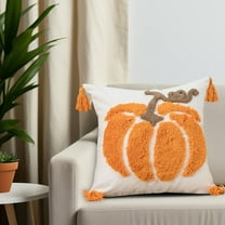 AuroraX Pumpkin Pillow Covers 18x18 Inch Thanksgiving Orange Fall Decorative Pillow Covers Softer Outdoor Bohemian Tufted Embroidery Cushion Cover Home,Sofa Couch Decor