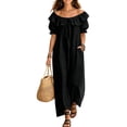 thumbnail image 2 of Blmnix with Pockets Dresses for Women 2026 Off The Shoulder Peplum Long Summer Dresses Under Dresses Boat Neck Cocktail-Length Black Short Sleeve Casual Dresses for Women Summer L, 2 of 5