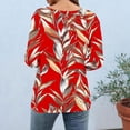 thumbnail image 5 of Naotn Summer Floral Printed Shirts for Women Fall Fashion Casual V Neck 3/4 Sleeve Tops Trendy Holiday Beach Blouses, 5 of 8