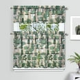 thumbnail image 2 of Green Cactus Themed Kitchen Curtains, 3PCS Set Polyester Valance and Tiers 27.5x36in, Botanical Succulent Window Treatment for Spring, Summer, or Mexican Decor, 2 of 6
