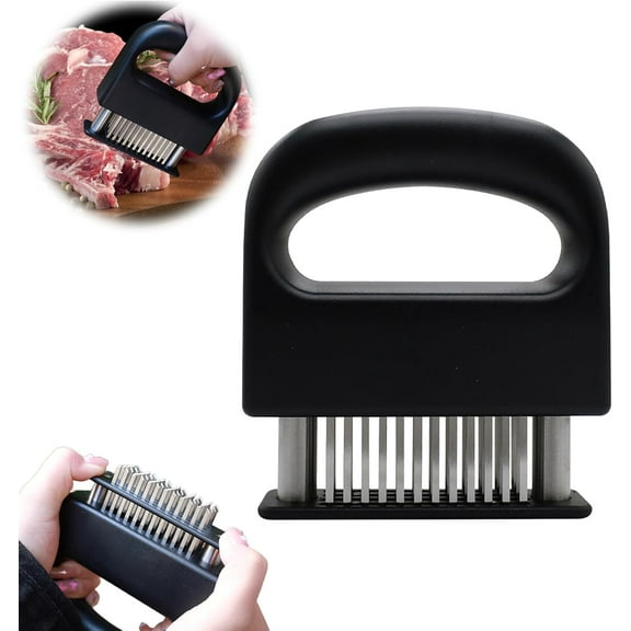 Meat Tenderizer Tool with 48 Stainless Steel Needle Blades, Meat Tenderizer Needle with Black ABS Handle,Tenderizing for Steak, Chicken, Poultry, Turkey, Beef, Cooking for Kitchen