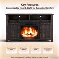 thumbnail image 5 of SESSLIFE 58" Fireplace TV Stand for TVs up to 65", Farmhouse Entertainment Center with Electric Fireplace, Sliding Barn Doors and Storage Cabinets, Black Brown, 5 of 8