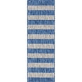 thumbnail image 1 of Unique Loom Outdoor Striped Collection Rug 2' x 6' Runner Blue/Ivory, 1 of 1