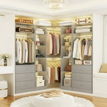 Homieasy 87.2" Freestanding Closet Organizer System - Modular L-Shaped Design,Reversible, 6 Drawers & 4 Hanging Rods, 2000  LBS Capacity,3 Sets,Gray