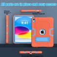 thumbnail image 3 of Decase for Apple iPad 10th Generation 10.9" 2022 Shockproof Absorption High Impact Resistant Hybrid Protective Tablet Cases Cover with Kickstand for 10.9 Inch 2022, Orange/Blue, 3 of 8