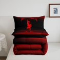 thumbnail image 5 of meiyoeat Red Black Monogram L Queen Comforter Set For Boys,Gradient Initial Print Comforter Sets Queen,Black Reversible,3Pcs,1 Comforter And 2 Pillowcases, 5 of 7